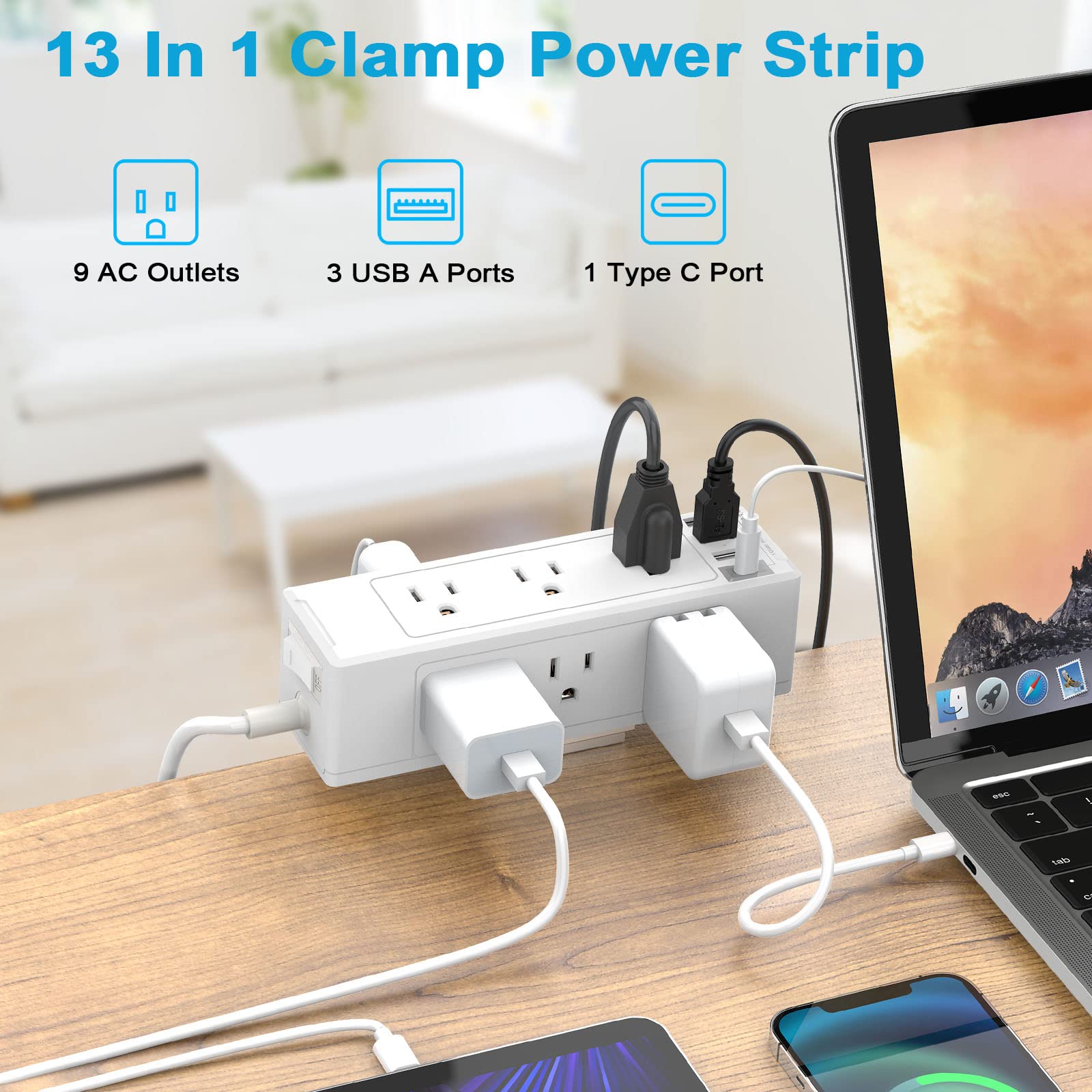 13 in 1 Wall Outlet Extender Surge Protector