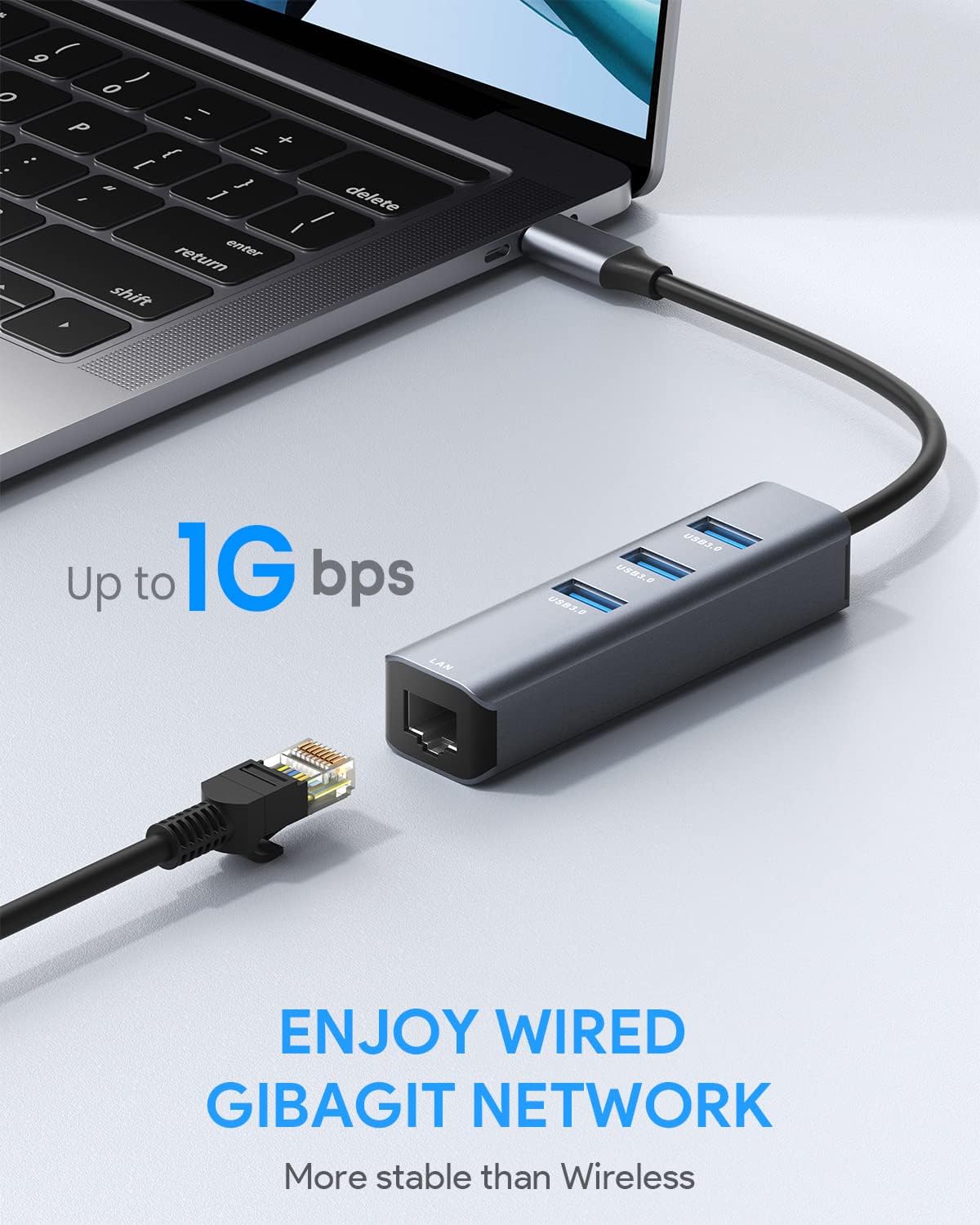 4-In-1 USB-C Hub to Ethernet Adapter