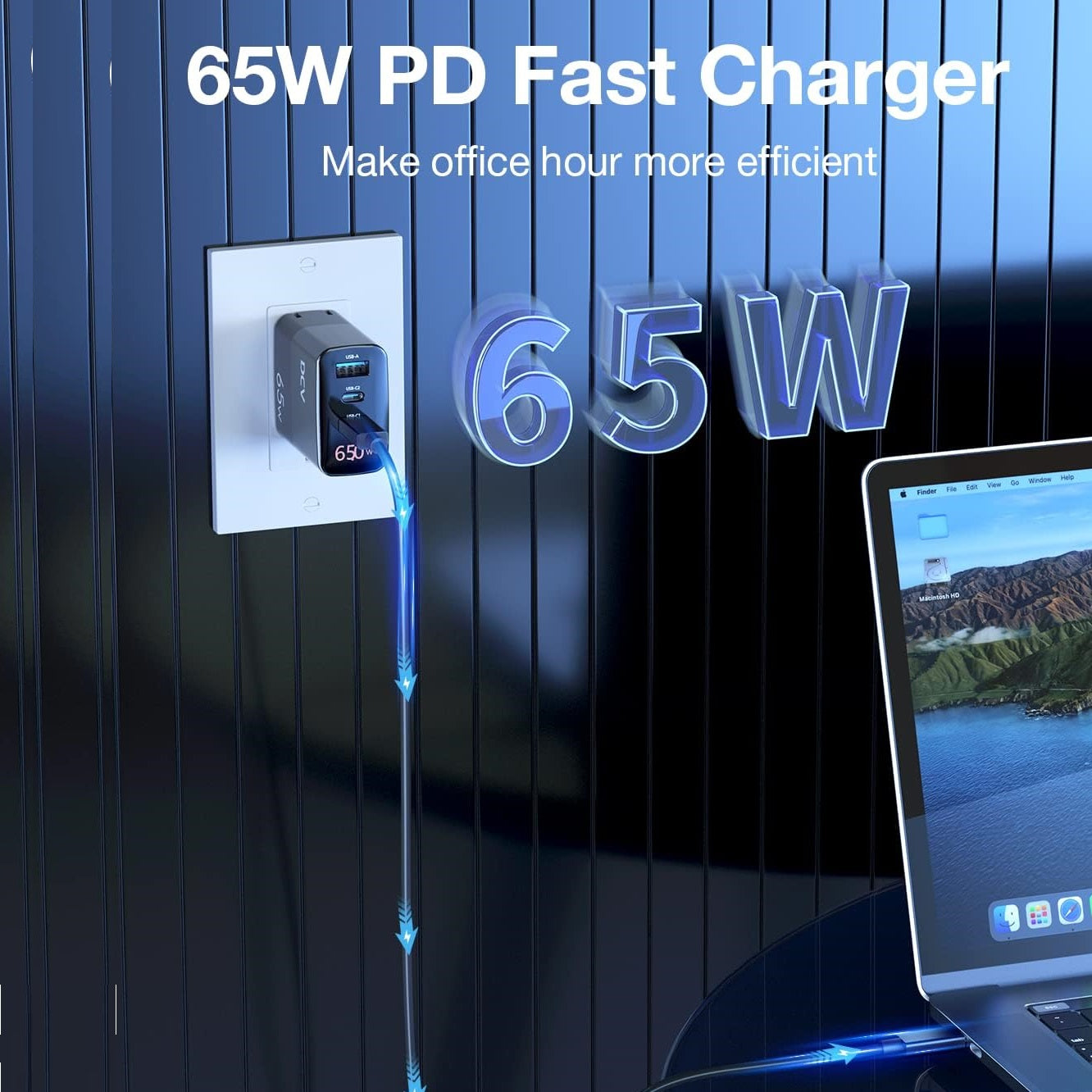 USB C Charger 65W , GaN PD QC3.0