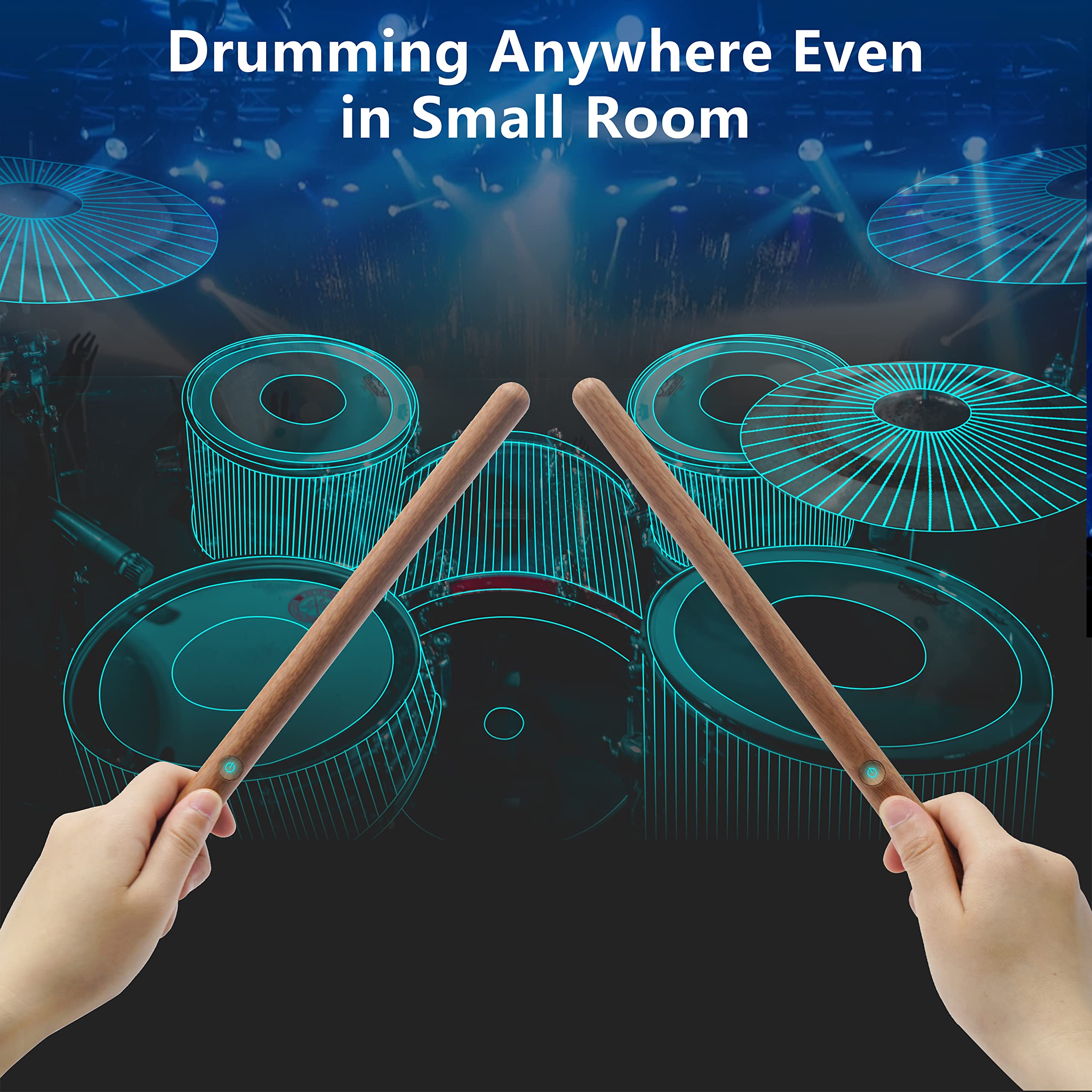 Electric Air Drum Set Sticks, with Drumsticks, Pedals, Bluetooth and 8 Sounds