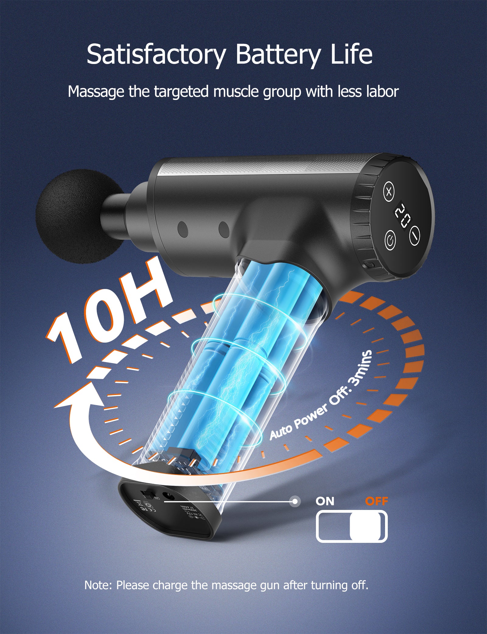 Portable Deep Tissue Percussion Massager Gun with 20 Adjustable Speeds