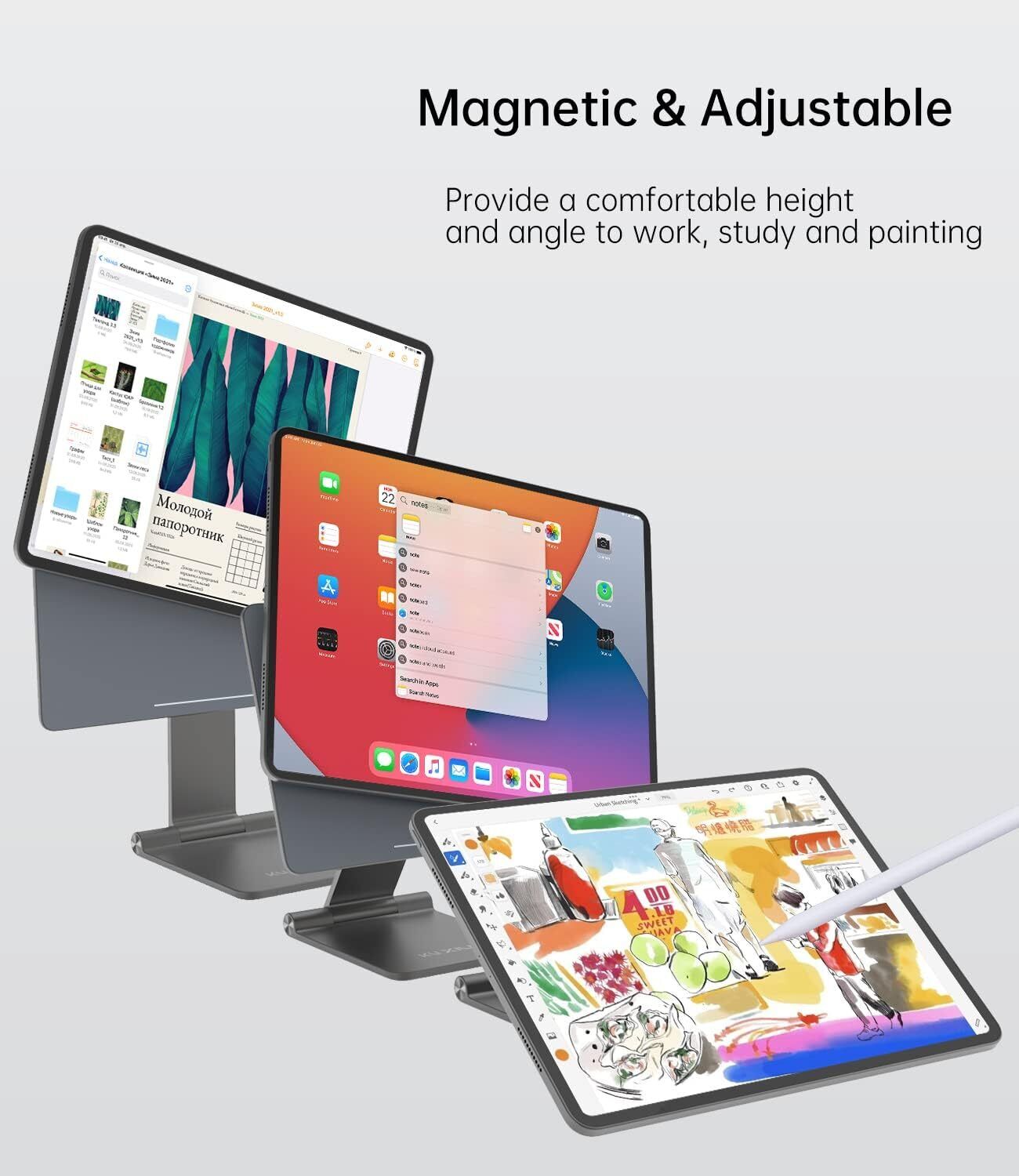 Foldable Magnetic Stand for iPad Pro Portable 360° Adjustable DesktopStand 12.9"